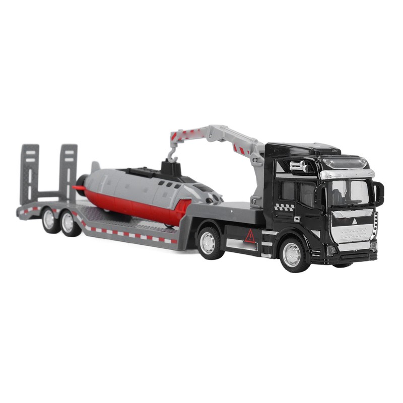 Alloy Semi Flatbed Trailer Truck Toy with Submarine Educational Realistic