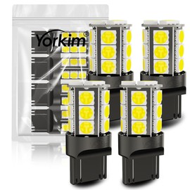 Yorkim 7443 LED Light Bulbs White Super Bright, 7440 7441 7444 W21W T20 LED Bulbs for Brake Lights, Backup Reverse Lights, Tail Lights Turn Signal Lights- Pack of 4