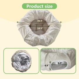 PetLike Cat Tunnel with Cat Bed for Indoor Cats, Pop Up Bed Tunnel Toys, Cat Donut Bed Toys for Small Medium Large Cat (Beige)