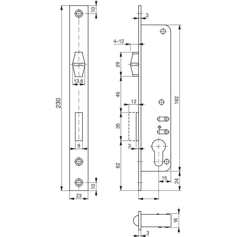 Roto 223922 Schmalkasten Roll Fall of Lock 884 Backset 20