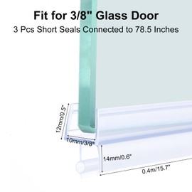 uxcell Shower Door Bottom Seal, Shower Door Sweep for 3/8" Thick Glass 47" Long (15.7" x 3 Pcs), 5 Section Segmented Frameless Glass Door Seal Strip with Drip Rail, Clear