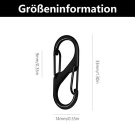 Pack of 10 Carabiner Hooks Small, S Carabiner Mini, Small Carabiner Hook, Small, Black, for Outdoor Camping Home Hiking