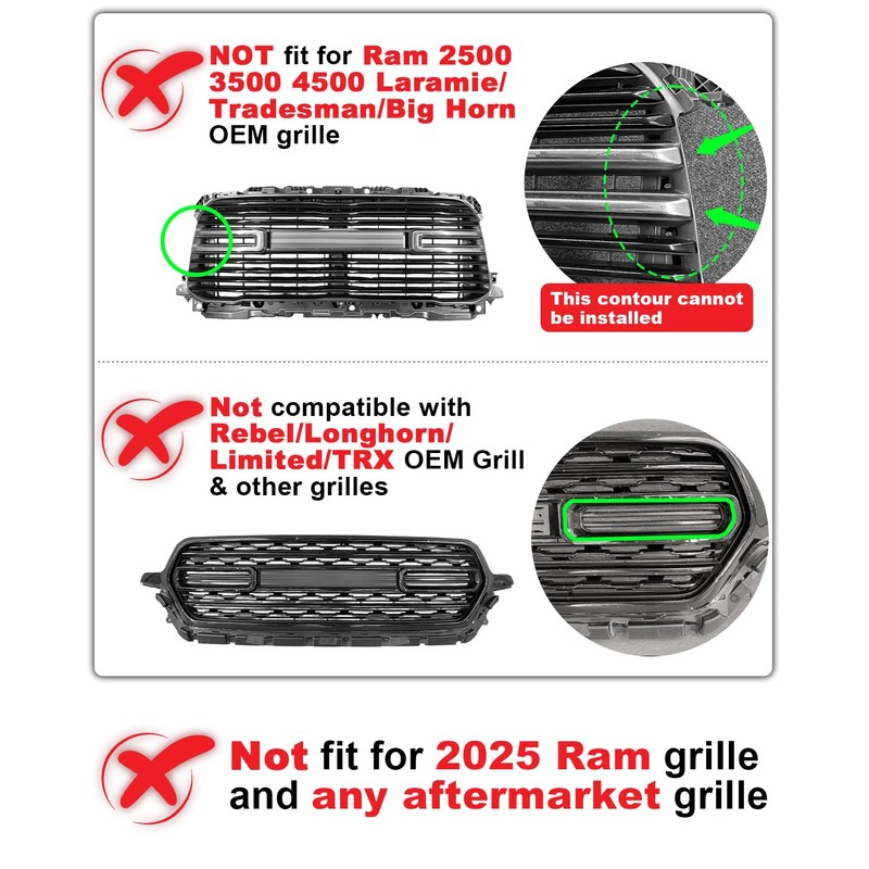 OKLSG LED Grille Light Bars for 2019-2024 Dodge Ram 1500