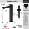 KENES Matte Black Bathroom Faucet Single Handle Tall Vessel Sink