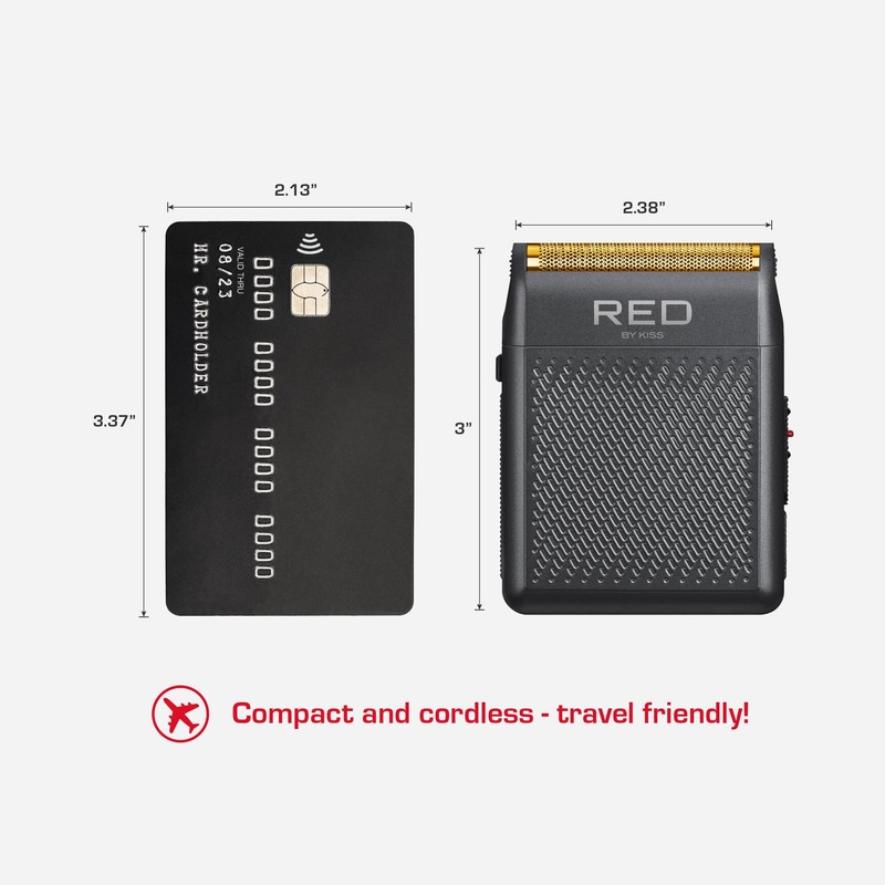RED by Kiss Cordless Mini Shaver for Men, Compact High-Precision,