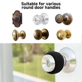 Round Door Knob Covers, 4PCS Door Handle Covers Anti-Scald Door Handle Protector, Door Knob Protector with Micro Dots, Nonslip & Easy Open, Protect Hands from Burns and Chills (Black)