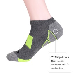 JOYNÉE Men's 6 Pack Athletic No Show Performance Comfort Cushioned Low Cut Socks,Grey,Sock Size:10-13