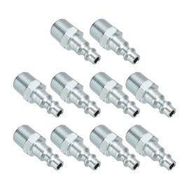 PATIKIL 3/8" Air Fittings Steel, 10Pcs 300PSI Air Male Plug Compressor Connect Fittings for Automotive Industry Air Compressors Mechanical Engineering, Silver