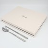 Pristine pastel-colored premium quality domestic cutlery set with good grip,