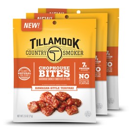 Tillamook Pork Snacks, Country Smoker Chophouse Bites, Hawaiian-Style Teriyaki Tender Cuts, Ready to Eat Gluten Free Protein Snack, 2.2oz