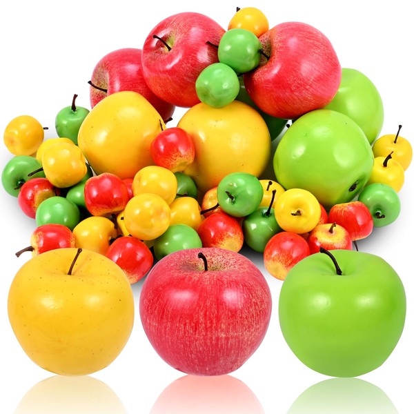 132 Pcs Artificial Apples, Fake Fruit, Red Fake Apples, Foam