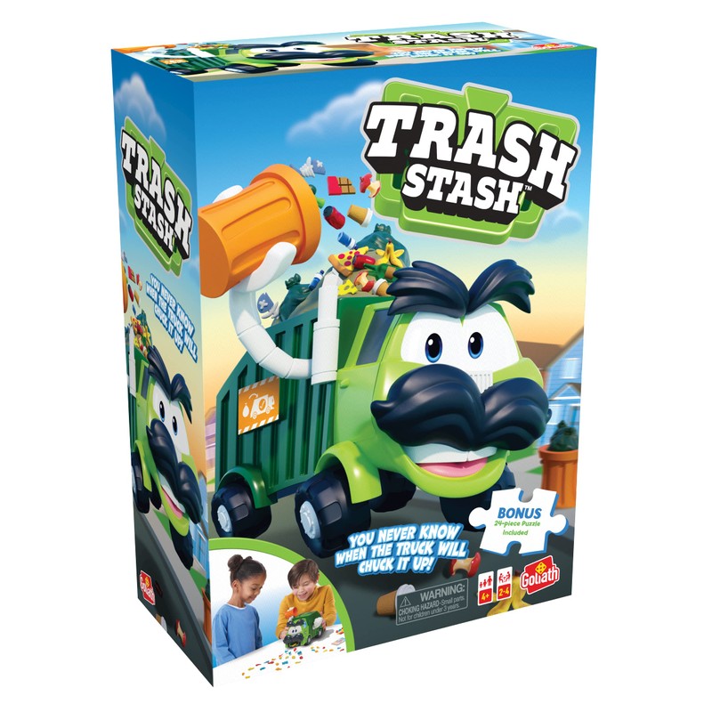 Goliath Trash Stash Game w/ 24pc Puzzle - Fill Trashcan,