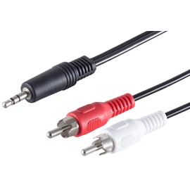 1aTTack.de 1 x 1.5 m Black 3.5 mm Jack Plug to 2x RCA Male Stereo Audio Cable Moulded Connectors Nickel-Plated Contacts Perfect for HiFi, Speakers and Amplifiers