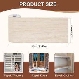 MECCANIXITY Wood Grain Repair Tape, 5 Inch x 33 Feet Self Adhesive Wood Grain Tape Multi-Purpose Wallpaper Border Trim for Furniture Floors Windows Doors Tables Home DIY Projects, Maple
