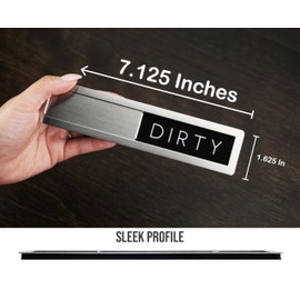 Stainless Steel Dishwasher Magnet Clean Dirty Sign, Premium Clean/Dirty Magnet that says Clean or Dirty for Dishes, Optional Adhesive for Non Magnetic Dishwashers - Black & White Minimalistic Style