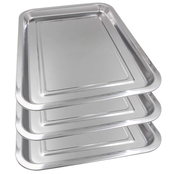 Tattoo Stainless Steel Tray - Combofix 3 Pack Stainless Steel Tattoo Trays 13.5'' X 10'' Tattoo Tray Piercing Instrument Tray Flat for Tattoo Kits Tattoo Supplies