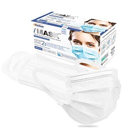 Pac-Dent MASKT-02W-A iMask Level 2 Premium Wide Earloop Disposable 3-Ply Extra Comfort Face Mask, Individually Wrapped, White, Pack of 50