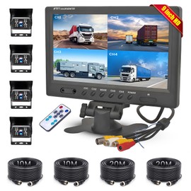 Hikity Backup Camera with Monitor Kit, 9‘’ Car Rear View Monitor with Waterproof 18 IR LED Night Vision Reverse Camera + 4 Pins Connector Cable Backup Camera System for RV Bus Trailer Truck