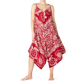 PANASIAM Atlantic Jumpsuit - Trouser Jumpsuit 100% Viscose Sexy Ladies Onesie with Pockets Slip On Wide Legs Spaghetti Straps Palazzo Style, red