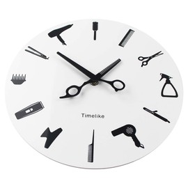 Timelike Barber Equiment Tools Wall Clock Modern Design Barber Shop Business Sign Wall Watch Beauty Hair Salon Clock Hairdresser Gift