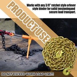 FITHOIST G80 Transport Binder Chain 3/8 Inch x 25 Foot | Tow Chain with Clevis Grab Hooks | 7,100 lbs Safe Working Load | Heavy Duty Chain for Transporting Towing