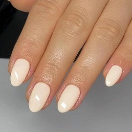 SXVME Uñas Postizas Color Beige, Uñas Postizas Cortas Ovaladas Redondas Color Nude Natural, Uñas Postizas Cortas Almendradas Adhesivas, Uñas Acrílicas