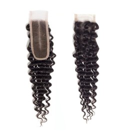 2x6 Deep Wave Lace Closure Human Hair Deep Part 2x6 Transparent Hd Lace Closure With Baby Hair Color Black 12 Inch