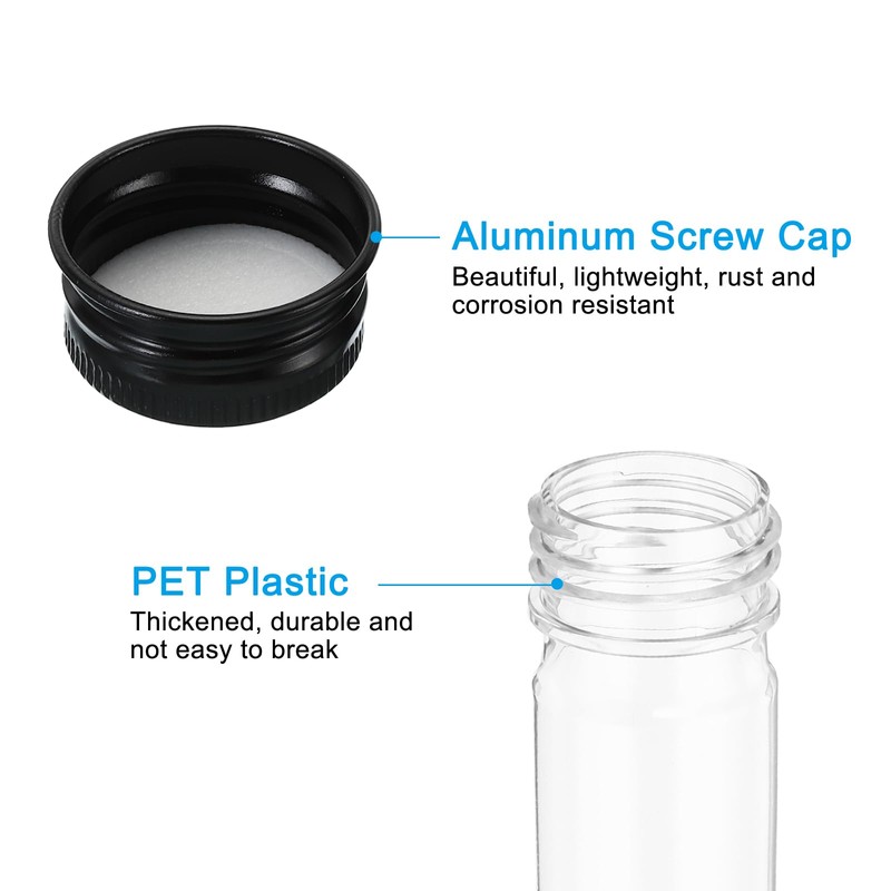 PATIKIL 65ml Plastic Test Tubes with Screw Caps, Set of