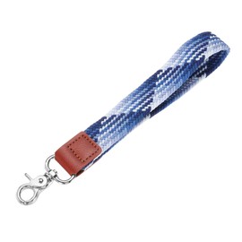 sourcing map Wrist Lanyard Keychain, 200mm Braided Wristlet Strap with Silver Clasp, Hand Key Holders Lanyard for Women Men Car Keys ID Badges Card Wallet, Blueberry