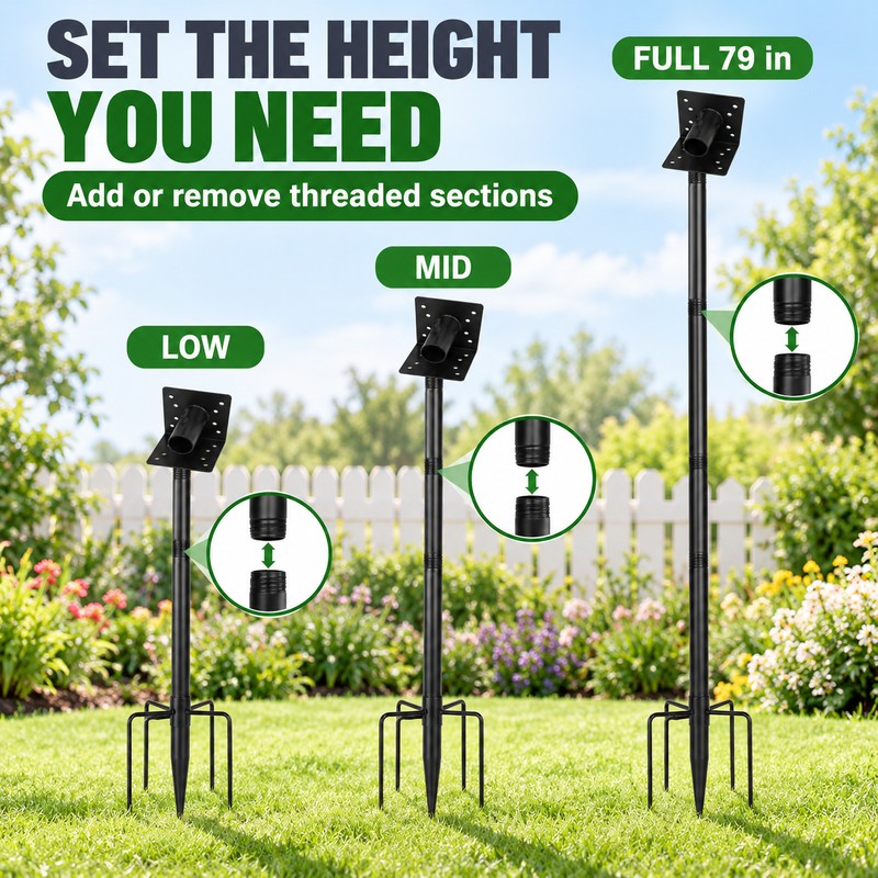 79 Inch Bird Feeder Pole, Heavy Duty 1 Inch Metal