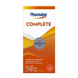 Pharmaton Complete Suplemento Alimenticio para Adultos, 100 Tabletas. Complementa tu rutina diaria con Ginseng G115, Vitaminas y Minerales