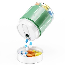 COLORWING Large Pill Box 7 Day Medication Box Month, XL Daily Pill Box with 7 Compartments, Easy Open and Pourable Pill Box, Perfect for Home Use (Olive Green)