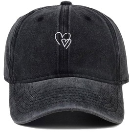 MAZELIKEHOOD Baseball Cap Adjustable Breathable Sport Casual Cotton Unisex Heart Sun Hat for Women Men Black