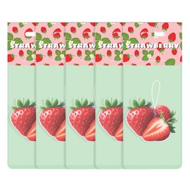 Strawberry Air Freshener, Scented Car, Home, and Office Fragrances (Pack of 5) Individually Wrapped Berry Fresh! Sweet & Juicy
