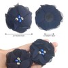 30 PCS Rhinestone Pearl Dark Blue Chiffon Flower Sewing Fabric