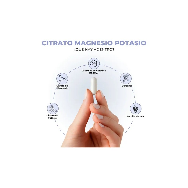 Citrato Magnesio Potasio Juntos Suplemento Caps 380mg Sabor
