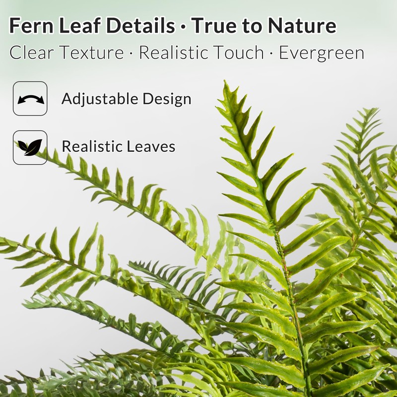 2 Pack Artificial Fern Plants in Pots, Type 8
