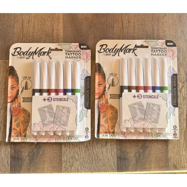 BIC BodyMark Temporary Tattoo Precision Series Collection 6 Markers SET