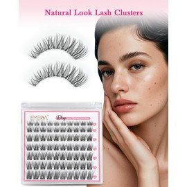 EMEDA Natural Lash Clusters C Curl Wispy Eyelash Clusters Natural Look DIY Lash Extensions Individual Eyelash Ultra-Thin Band (Mix 8-16mm X21)
