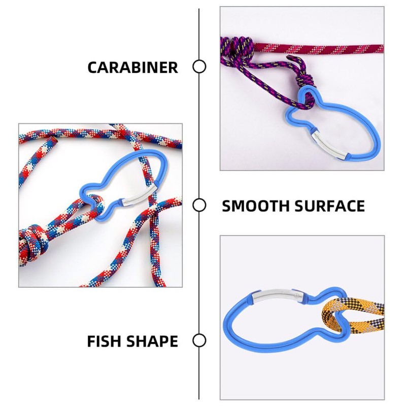 HOODANCOS 12Pcs Carabiners Clip, Fish Shape Spring-Loaded Gate Key Chain