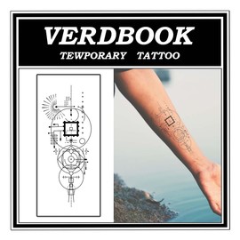 VERDBOOK Waterproof Temporary Tattoos: 2-Sheet Tattoo Kit with Realistic Body Stickers, Semi-Permanent Tattoos for Adults Lasting 7-15 Days – Safe for Men & Women, Triad Echo