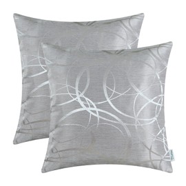 CaliTime Cushion Covers Pack of 2 Throw Pillow Cases Shells for Couch Sofa Home Decor Modern Shining & Dull Contrast Circles Rings Geometric 55cm x 55cm Silver Gray