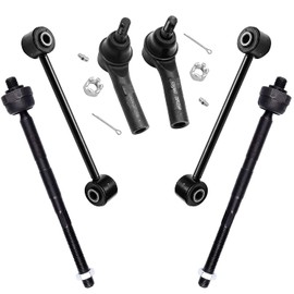 Detroit Axle - Front 6pc Suspension Kit for 05-10 Jeep Commander Grand Cherokee, 2 Stabilizer Sway Bar Links 4 Tie Rod Ends 2005 2006 2007 2008 2009 2010 Replacement