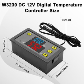 AYWHP 2PCS W3230 DC 12V Digitaler Temperaturregler LED Display Thermostat Schalter mit NTC 10K Fühler -50℃ bis 110℃,für Aquarium, Inkubator, Brauen, Terrarium