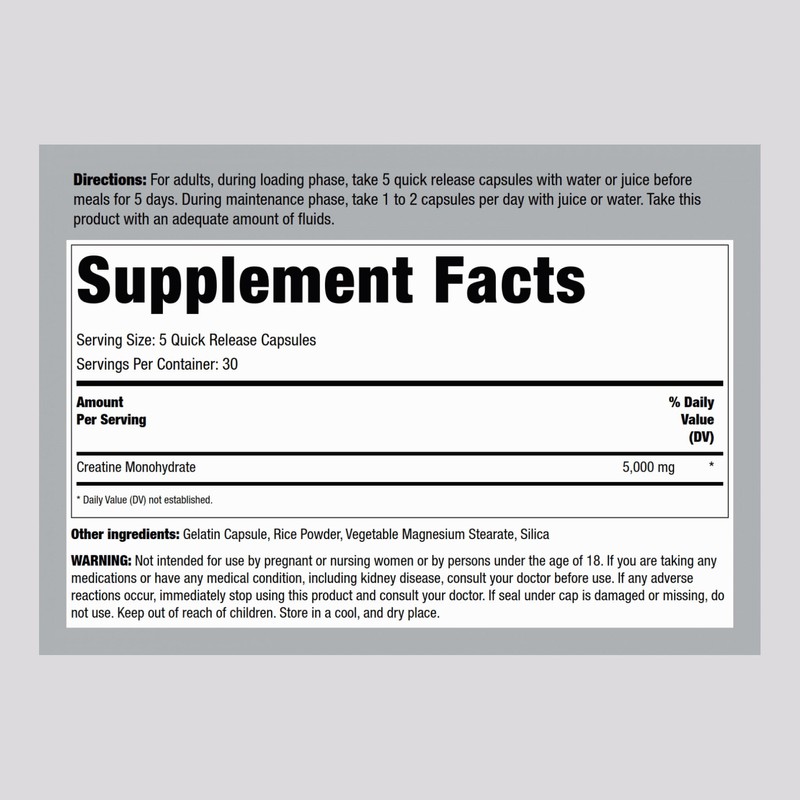 Piping Rock Piping Rock Creatine Monohydrate Capsules | 5g Pills