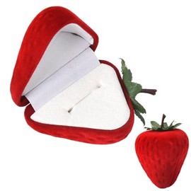 Red Velvet Strawberry Ring Box Gift Box for Husband Wife Wedding Ring Box Red Engagement Ring Boxes for Proposal Ring Box Wedding Valentine's Day Gifts for Boyfriend Girlfriend