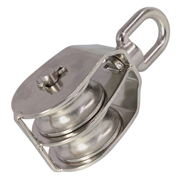 3/8" Rope x 2" Sheave Stainless Steel Double Sheave Swivel