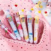 Clapoyis 3pcs 10 Colors Ballpoint Pen 0.5mm Black Ink Fruit