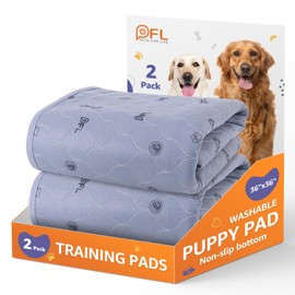 Washable Pee Pads for Dogs, 2Pack Puppy Pads Washable,Absorbent Reusable Whelping Pads, Non-Slip Dog Mats with Bone Print for Floor Protector, Couch Cover, Crate, Potty Training 36x36