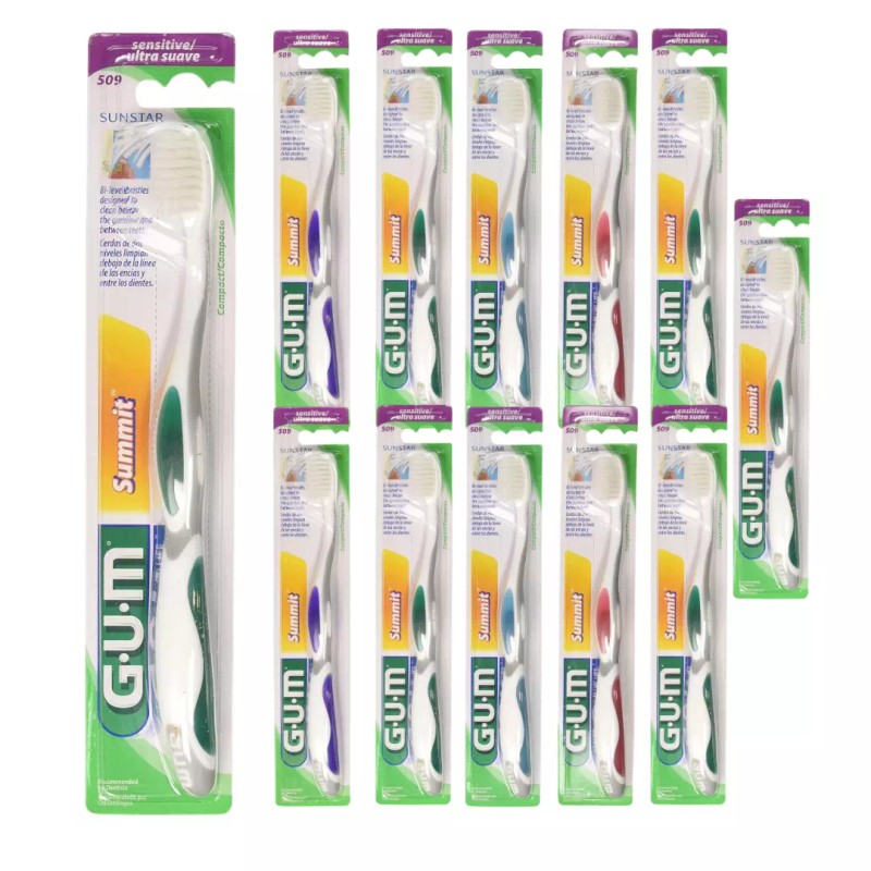 GUM 12-Pack GUM Summit Soft Bristle Toothbrush Compact Head, 509P